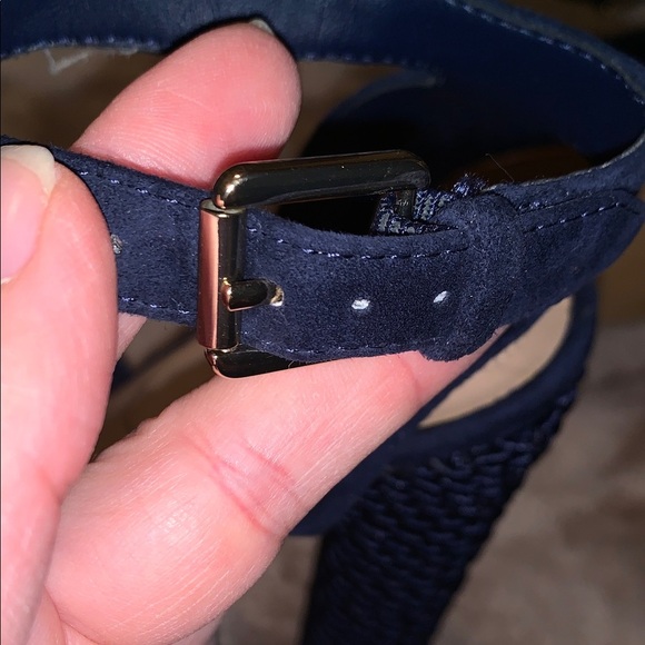 NWOT Aldo Suede Navy Leather Rope Wrapped Platform Chunky Heels Nautical 6 Woven - Picture 14 of 14